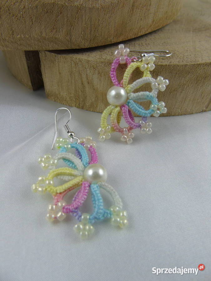 Kolczyki frywolitkowe różne wzory i kolory małopolskie Wiśniowa