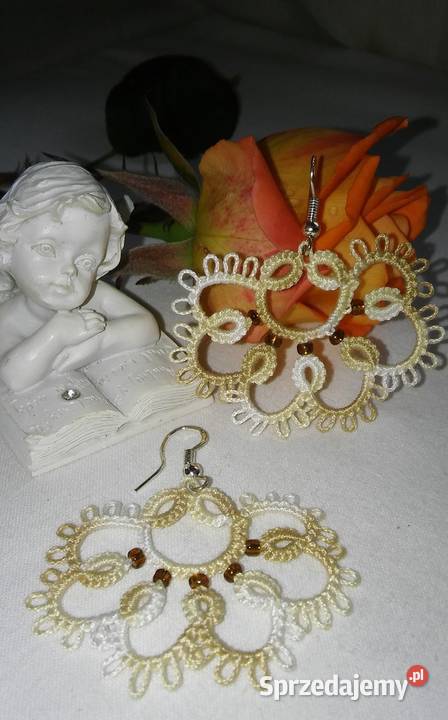 Kolczyki frywolitkowe Wiśniowa