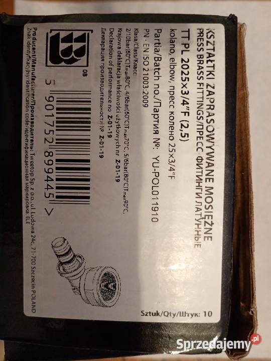 Złączka mosiężna kolano pex 25x34GW łódzkie