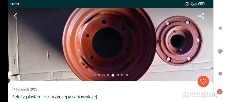 Felgi z piastami do opryskiwacza sadowniczego Białobrzegi