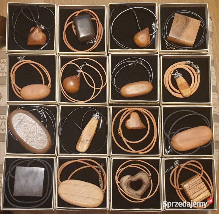 Biżuteria artystyczna naszyjnik z drewna i skóry Sopot