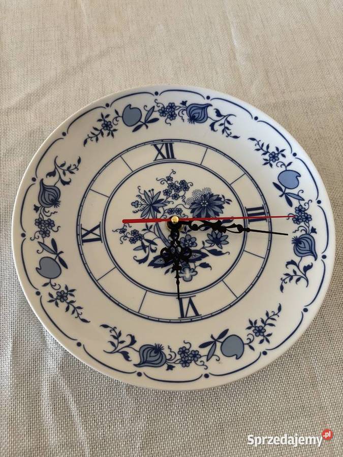 Porcelanowy kuchenny zegar wiszący wzór cebulowy sprzedam