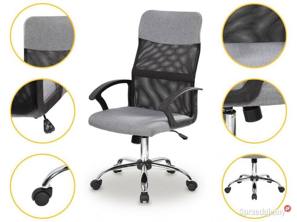 Fotel biurowy obrotowy oparcie siateczkowe szary Bielsk Podlaski sprzedam