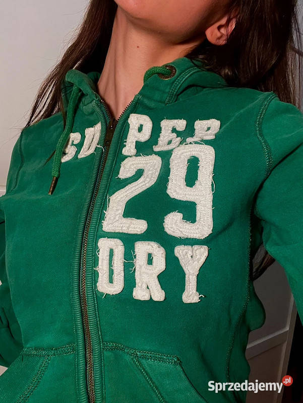 Bluza Superdry zielona bawełniana na zamek z podkarpackie Dębica