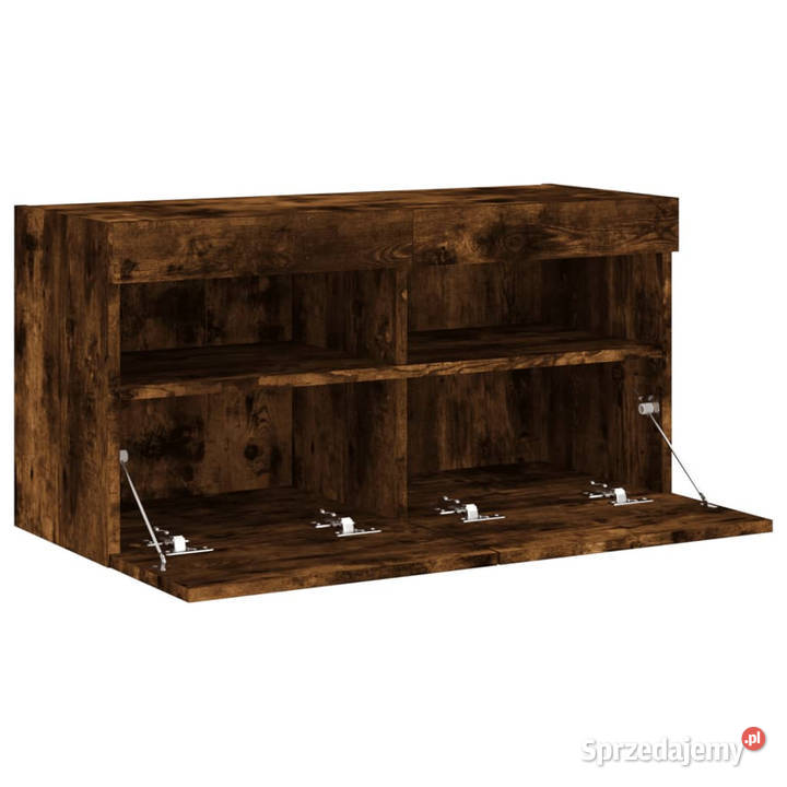 Ścienna szafka TV z LED przydymiony dąb 80x30x40 Warszawa