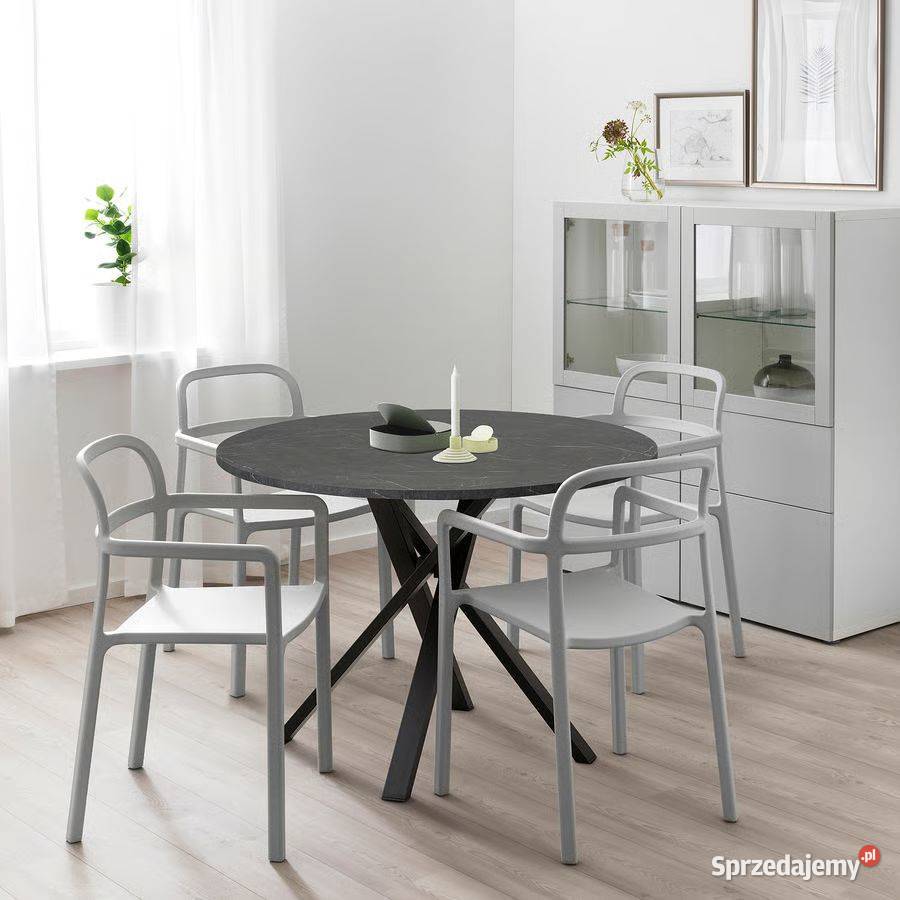Stół czarny imitacja marmuru 105 IKEA MARIEDAMM 105cm Rypin