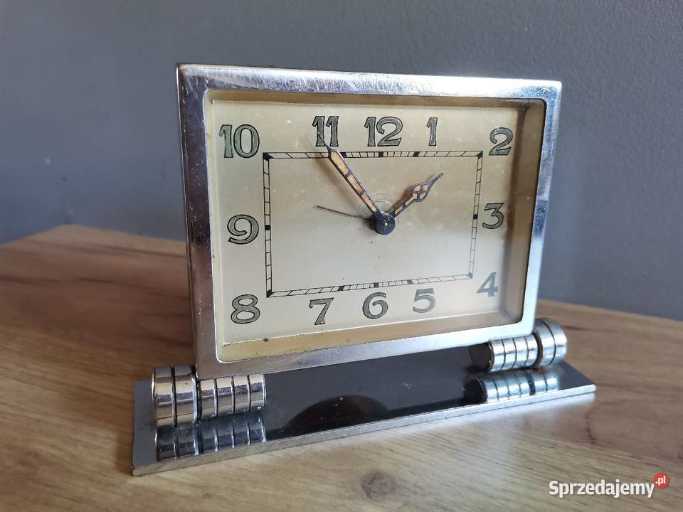 Stary przedwojenny zegar budzik gabinetowy Art