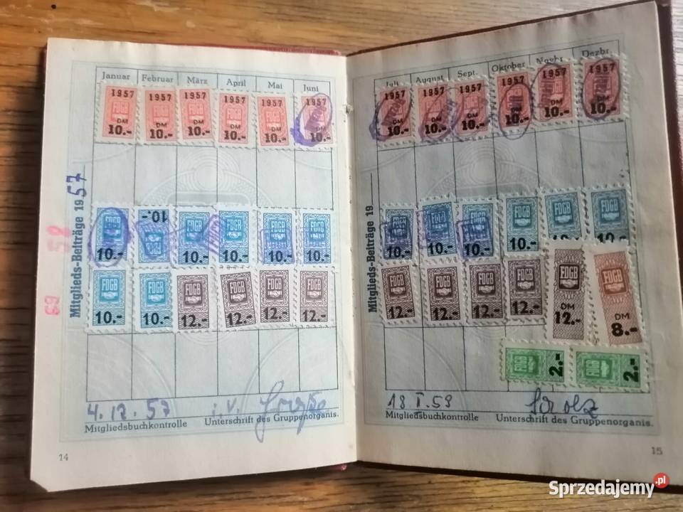 kolekcjonerska Legitymacja znaczki FDGB 1 Filatelistyka Antyki, Sztuka, Kolekcje Legnica