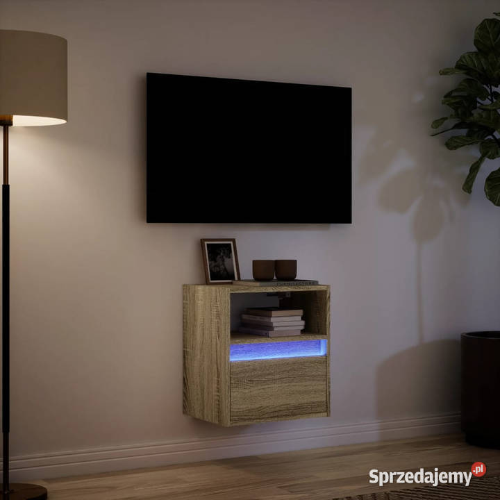 Ścienna szafka TV z LED dąb sonoma 41x31x45