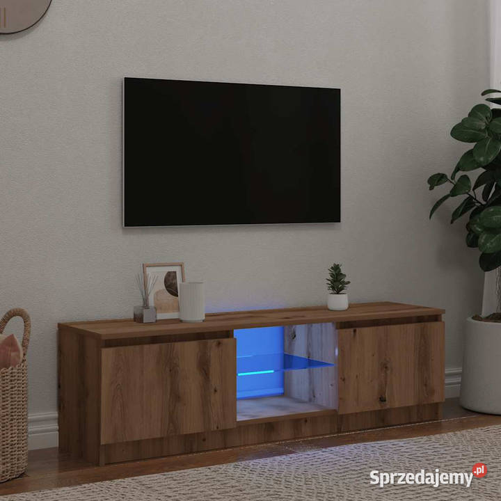 Szafka pod TV z oświetleniem LED dąb artisan RTV Warszawa sprzedam