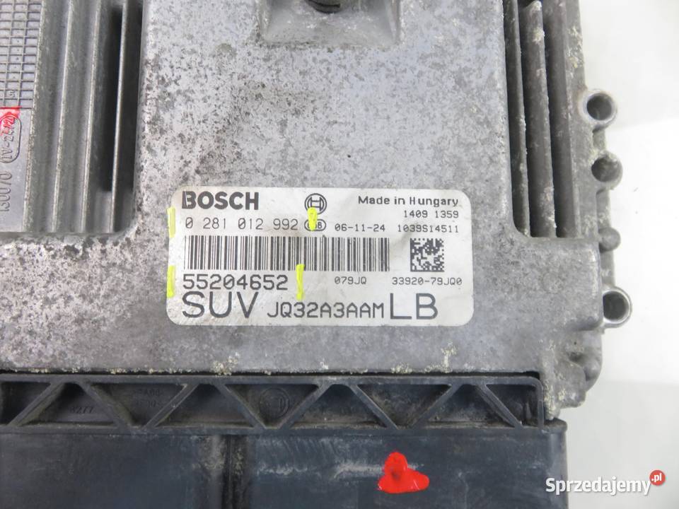 STEROWNIK SUZUKI SX4 19 DDiS 0281012992 55204652 Układ elektryczny, zapłon