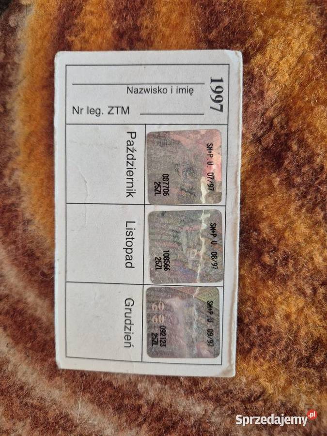 Legitymacja ztm z 1997 Piaseczno