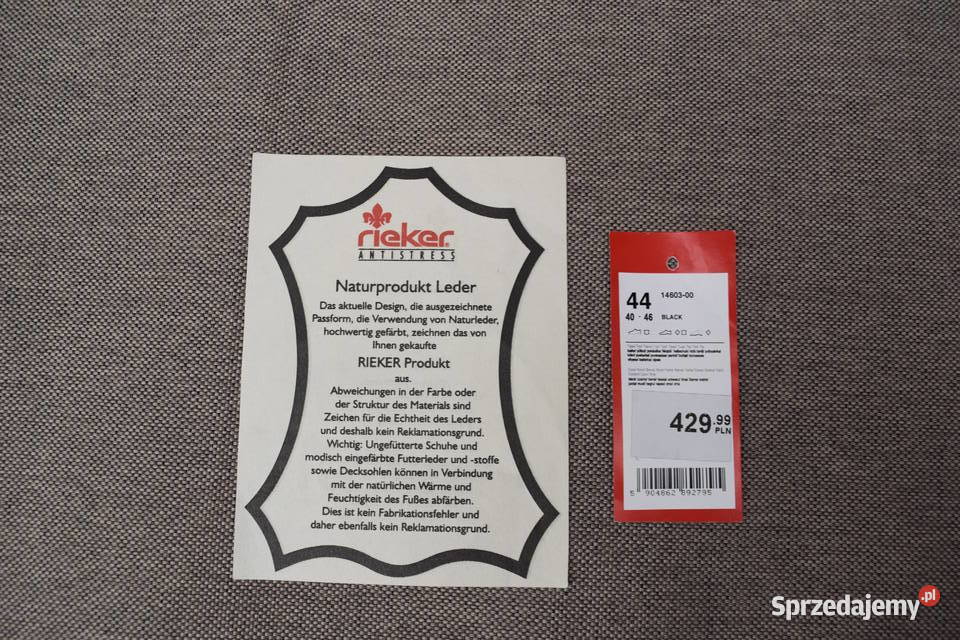 Pantofle Półbuty Firmy Niemieckiej RIEKER 44 Olsztyn