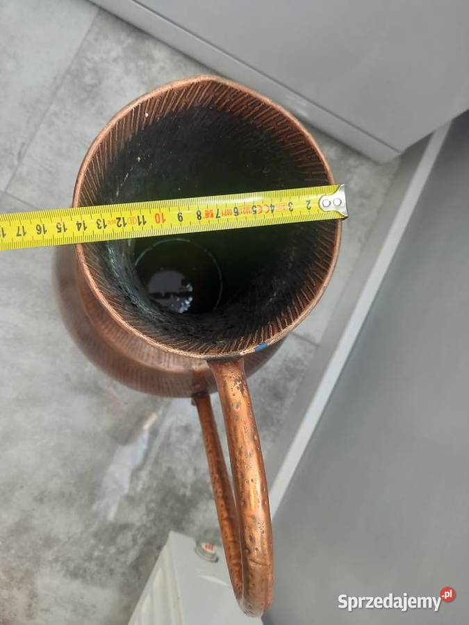 Duży WAZON MIEDZIANY Mosiądz Vintage Loft Retro odcienie brązowego Gliwice