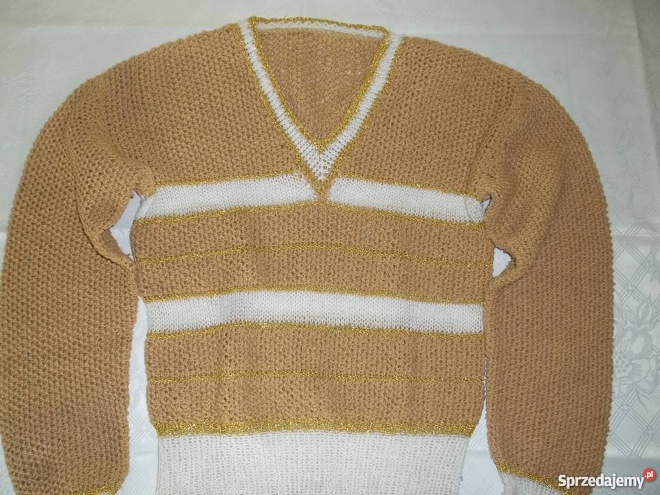 Miodowy sweterek włóczkowy w serek Łódź