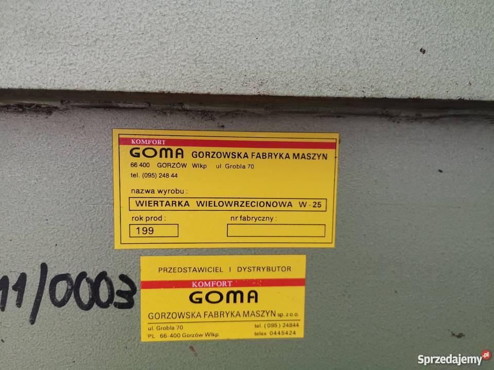 Wiertarka wielowrzecionowa GOMA W25 Karsin