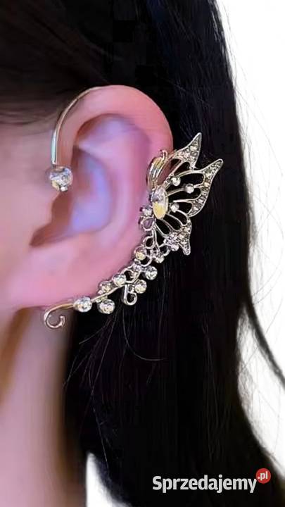 Nausznica kolczyk cyrkonie metal srebrna lewy Warszawa