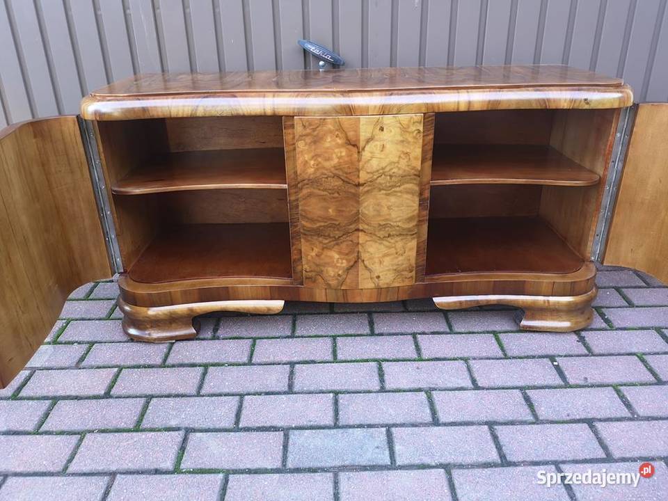 Komoda ARTDECO RTV Niska Orzech Zgrabna Stara Swarzędz