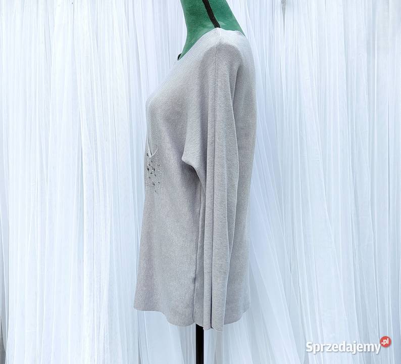 Szary luźny sweter dekolt łódka L 40 XL 42