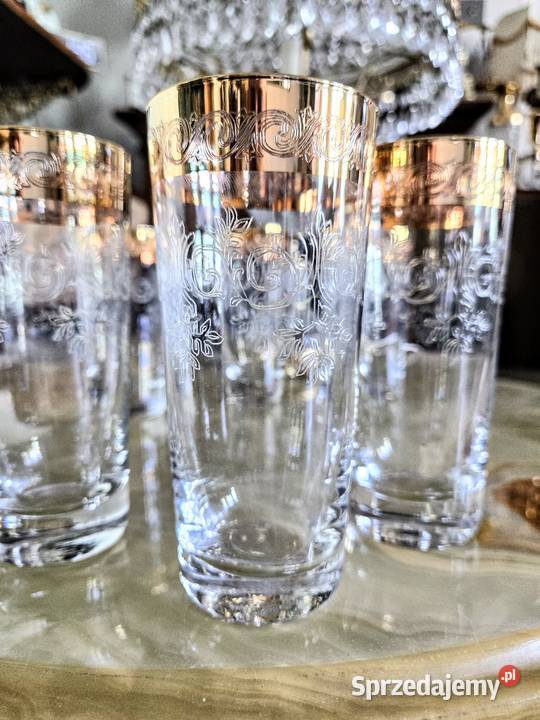 Kieliszki Kryształowe zdobione złotem Murano Kalisz