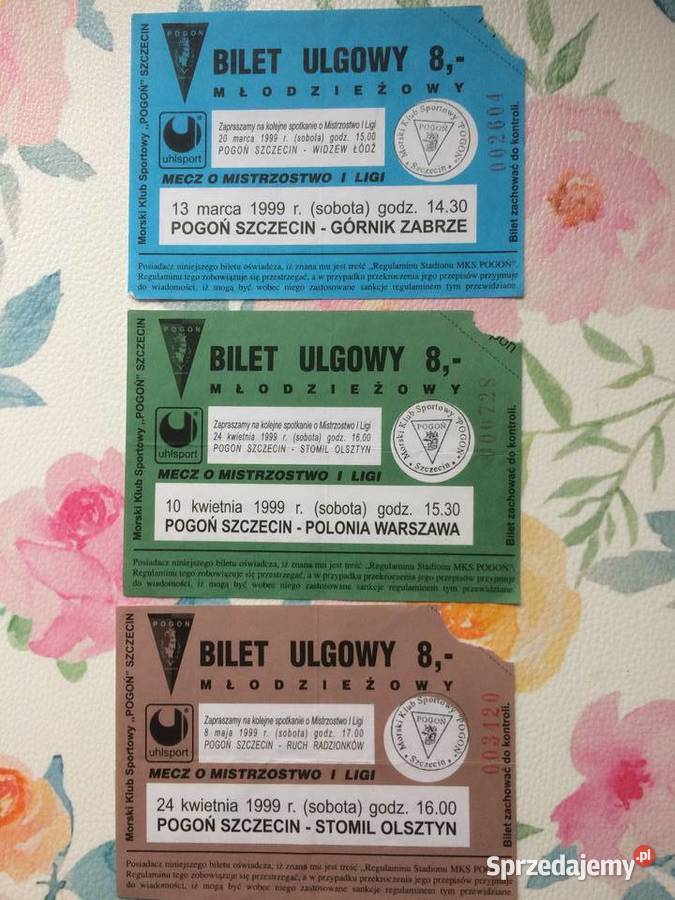 1164 Bilety Pogoni Szczecin 1999 R sprzedam