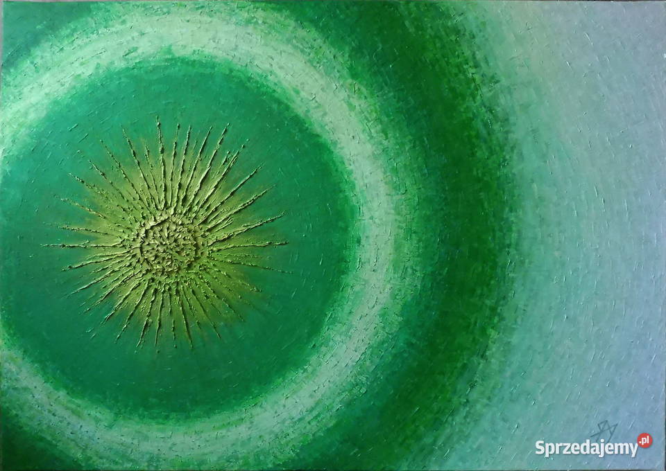 Obraz akryl - zielony, złoty „Wewnętrzne słońce” 92x65 cm