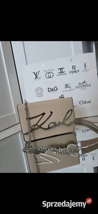 Torebka beżowa Karl LAGERFELD srebrne dodatki pomorskie Gdańsk
