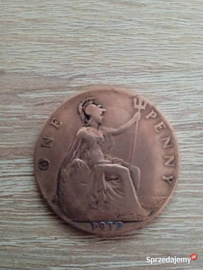 Moneta One Penny 1912 Wielka Brytania łódzkie Skierniewice
