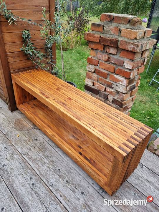 Ławka masywna siedzisko drewniane ogrodowe 3D Kalety