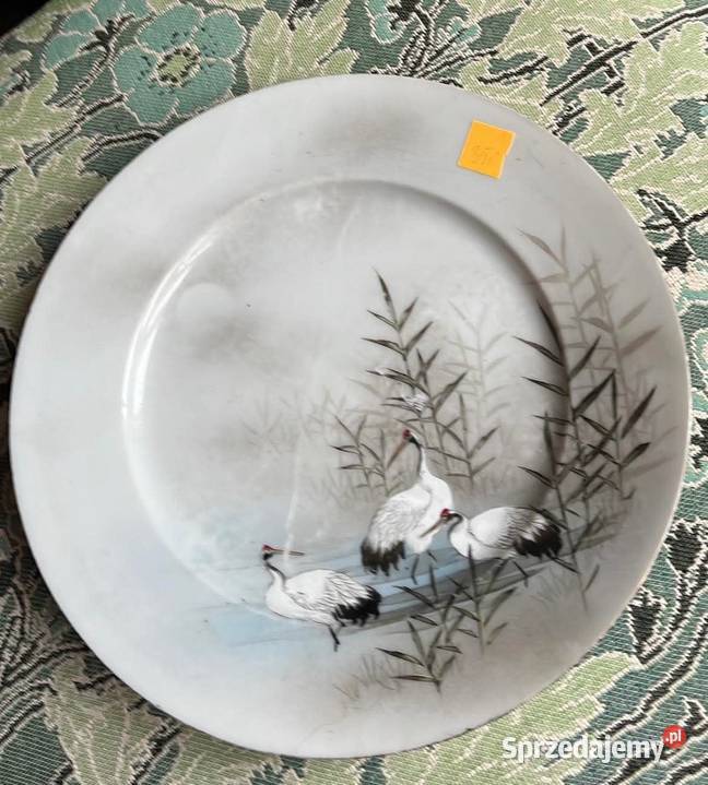 Talerz Żurawie ręcznie namalowane Gdańsk