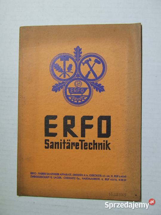 ERFO Fabrik stary katalog sanitariaty WC wojenne Czeladź