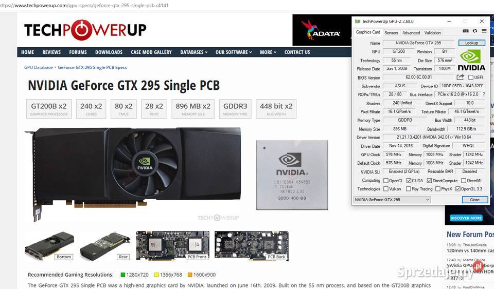 Karta Graficzna NVIDIA GeForce GTX295 XFX 1792MB Szczecin