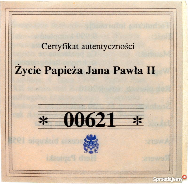 JAN PAWEŁ II ŚWIĘCENIA BISKUPIE 1958 ZŁOTO Sosnowiec