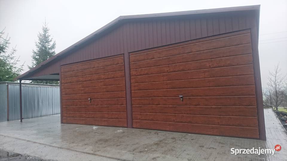 BRĄZOWY Garaż Blaszany 9x6 z ZADASZENIEM BOCZNYM Sprzedaż Lubawa sprzedam