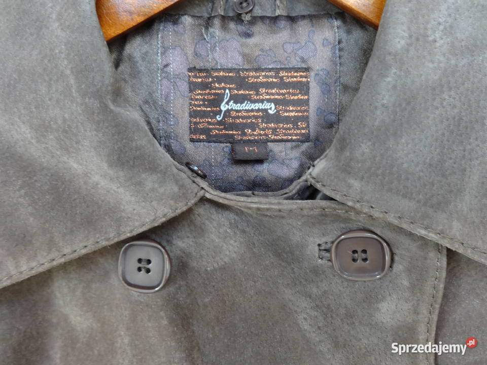 Czekoladowy płaszczyk ze skóry Stradivarius łódzkie Tomaszów Mazowiecki