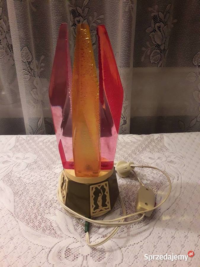 Lampka nocna kryształy lampa stołowa brązowa PRL Piotrków Trybunalski sprzedam