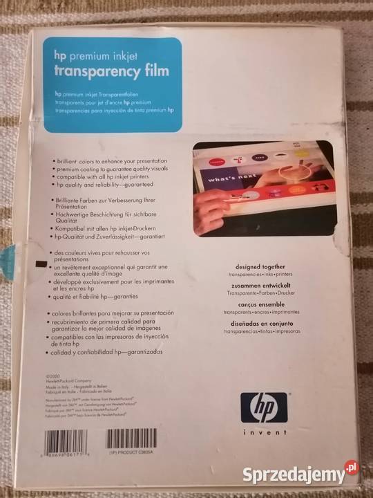 Hp premium inkjet transparency film A4 50 sztuk Legnica