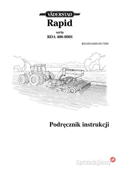 Vaderstad Instrukcja obsługi Katalog Tempo RAPID Szamotuły sprzedam