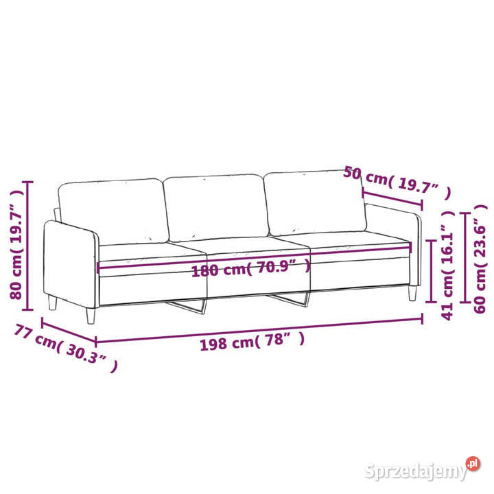 Sofa 3osobowa niebieski 180 tapicerowana Sofy i kanapy mazowieckie