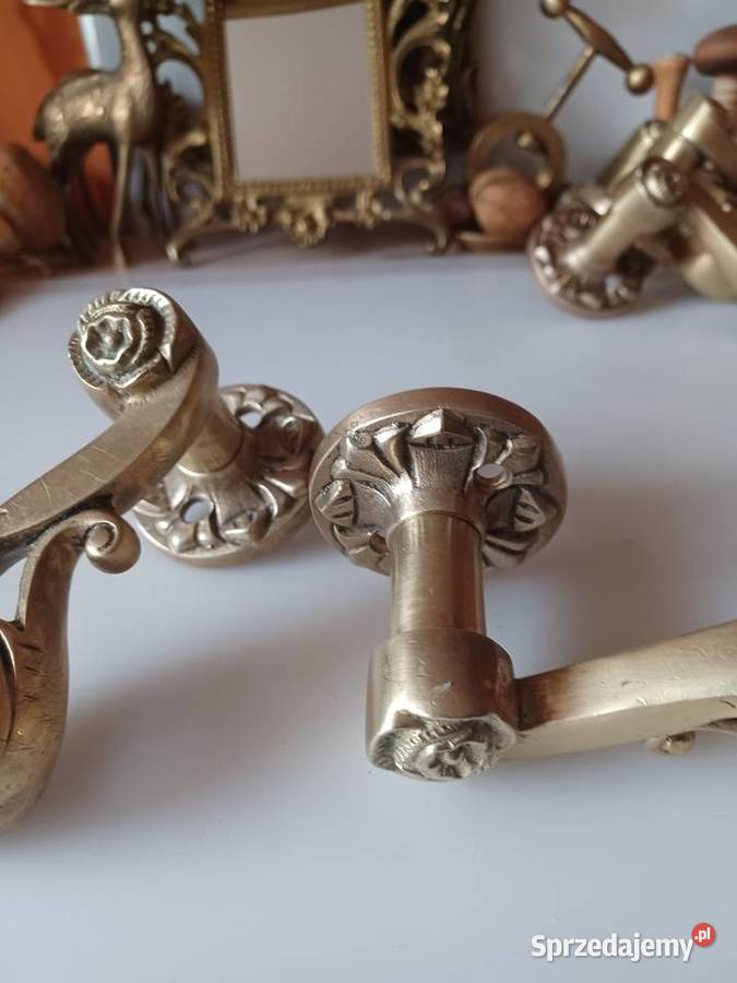 Piękne duże klamki mosiężne Poznań sprzedam