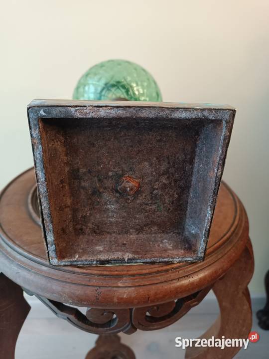 Lampa naftowa kolumnowa mosiądz Francja XIX w Budzyń