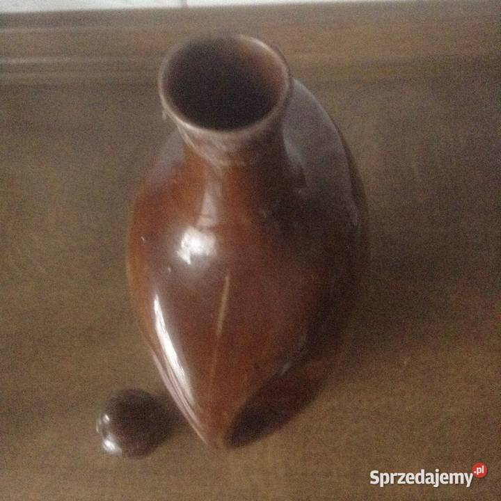 Karafka porcelitowa z uchwytami i korkiem PRL Opole