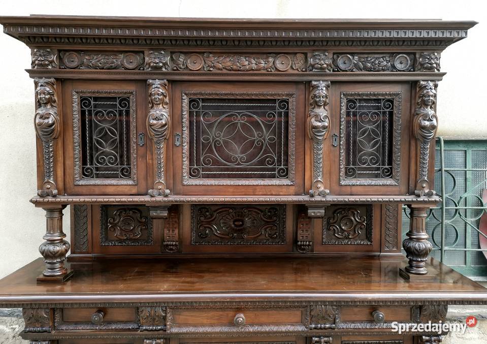 Kunsztowny kredens neorenesans włoski antyk dolnośląskie Wałbrzych