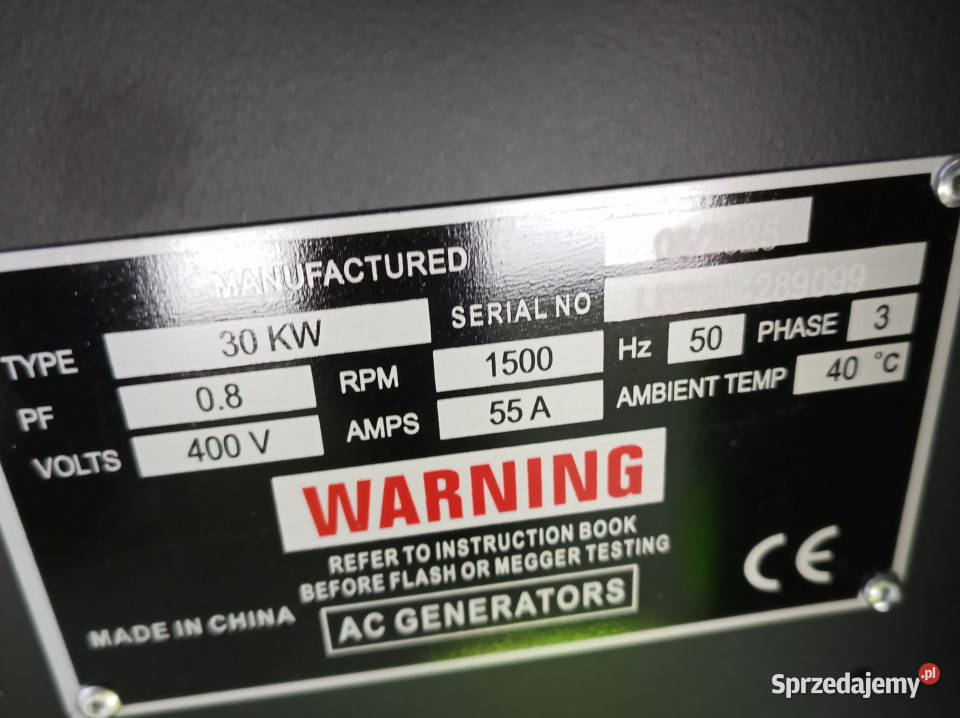 Agregat prądotwórczy COMPAL POWER 30 kW AVR ATS pełny VAT Piekary