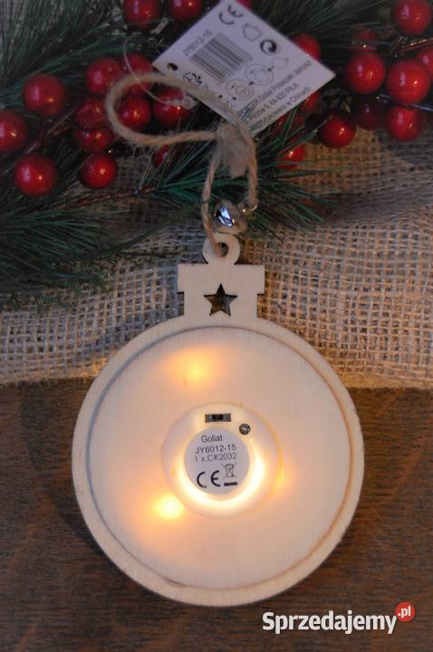 Zawieszka drewniana podświetlana bombka LED Lublin