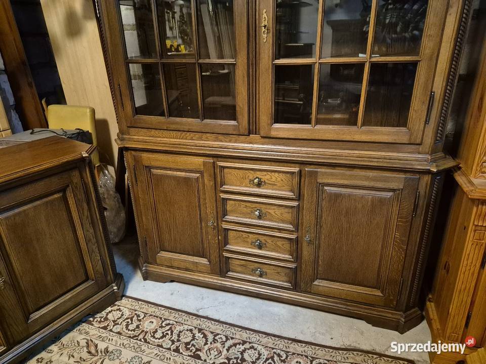 Piękne meble dębowe komoda witryna meble dębowe 208cm Sypniewo sprzedam