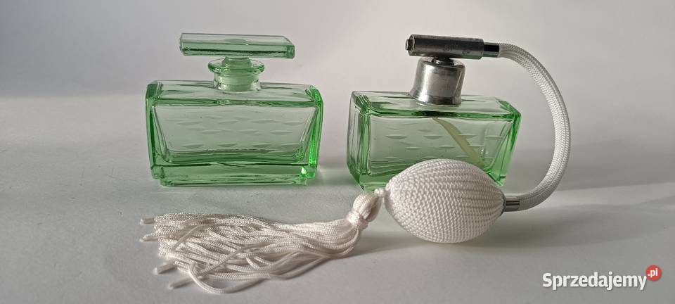 Komplet toaletowy 2 perfumerii z zielonego szkła Jastrzębie-Zdrój