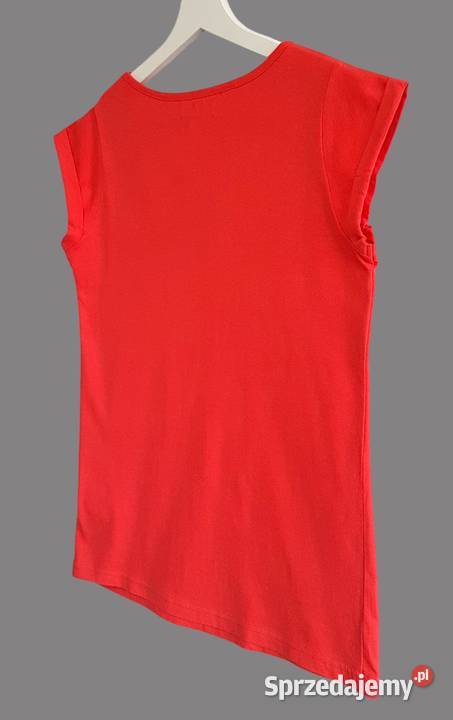 Damska bluzka czerwona z krótkim rękawem Bez wzoru Chrzanów