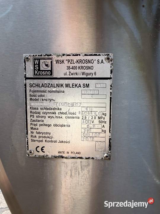 schładzalnik basen zbiornik do mleka 1600L Myszyniec Stary sprzedam