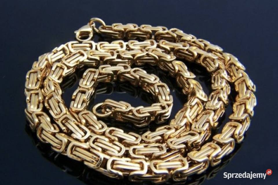 Gruby łańcuszek męski splot królewski stal